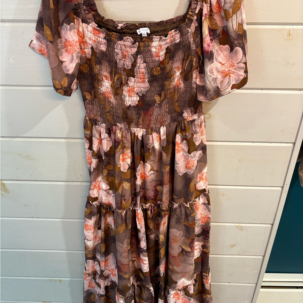 Baltic Born Southampton Brown Floral Smocked Maxi Dress